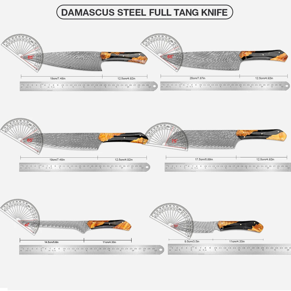 Kensei 6-Piece Damascus Steel Knife Set