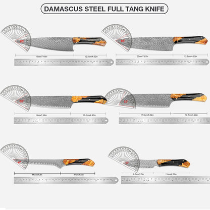 Kensei 6-Piece Damascus Steel Knife Set