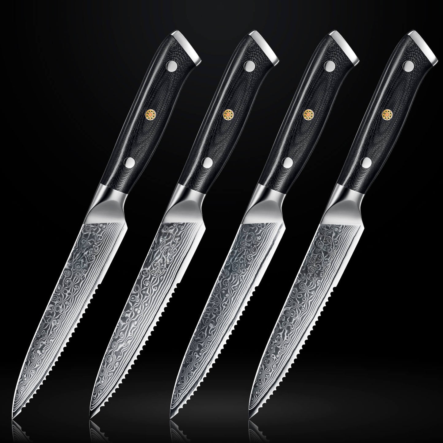 Kensei 4-Piece Damascus Steak Knife Set