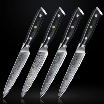 Kensei 4-Piece Damascus Steak Knife Set