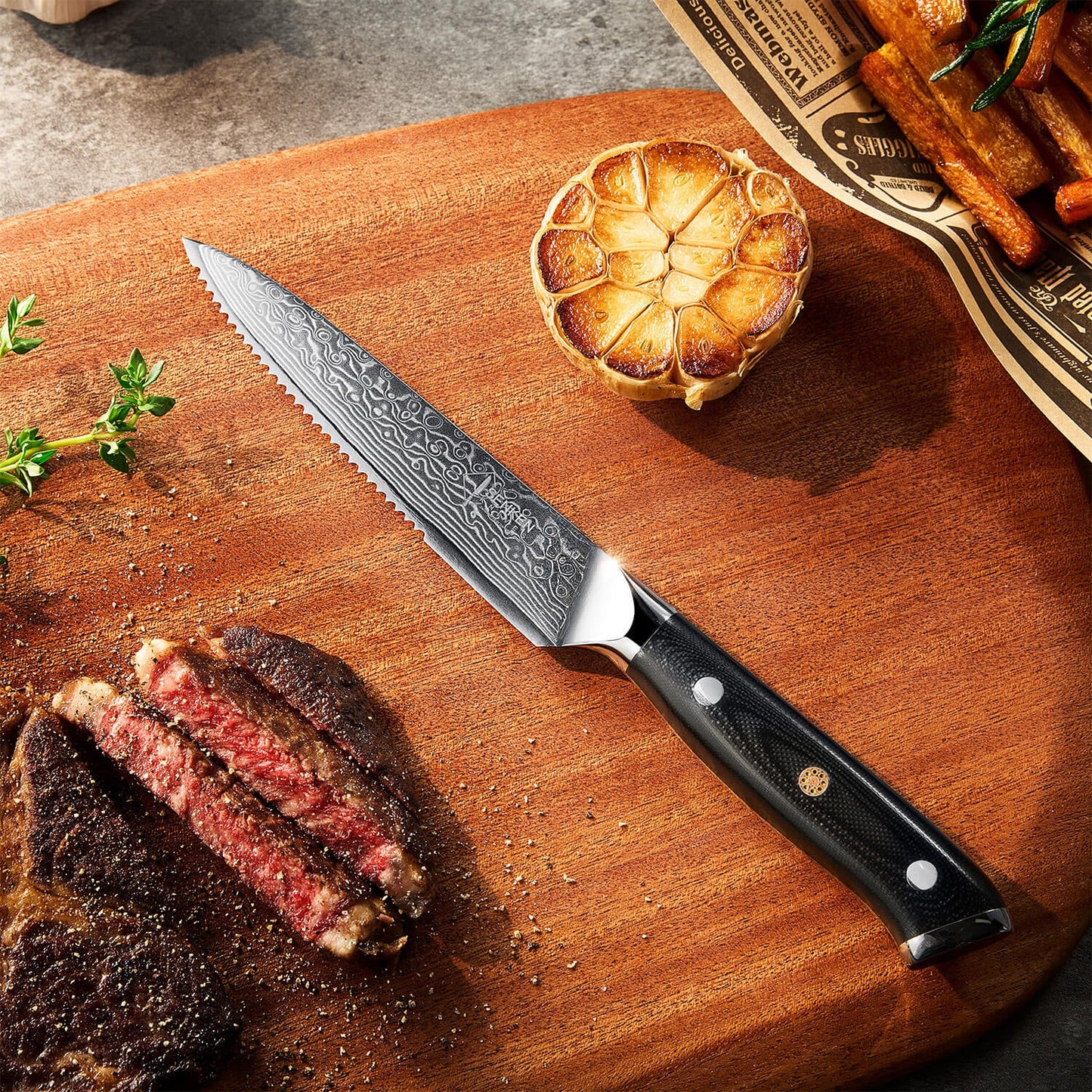 Kensei 4-Piece Damascus Steak Knife Set