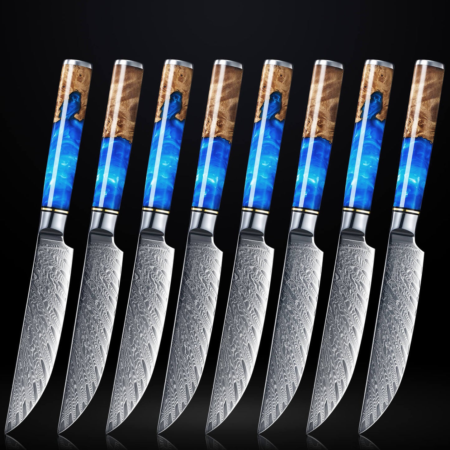 Aokami 4-Piece Damascus Steel Steak Knife Set