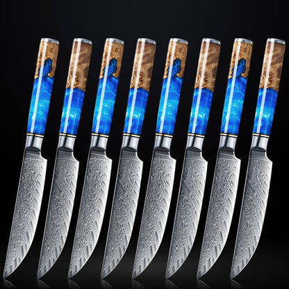 Aokami 4-Piece Damascus Steel Steak Knife Set
