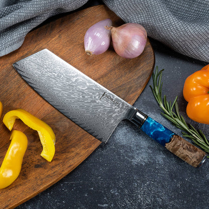 Aokami 7" Damascus Steel Cleaver Knife