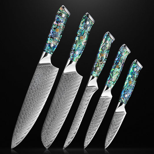 Kira 5-Piece Damacus Steel Knife Set