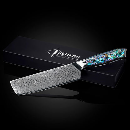Kira 7" Damascus Steel Cleaver Knife