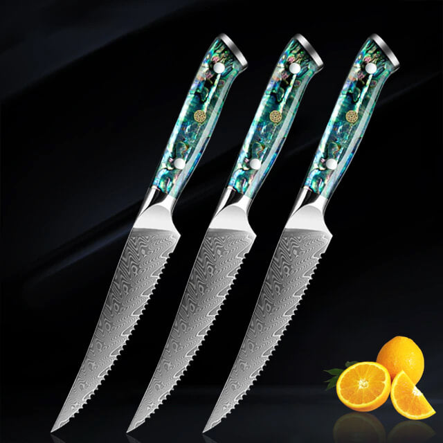 Kira 4-Piece Damascus Steel Steak Knife Set