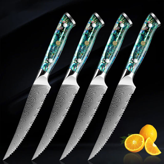 Kira 4-Piece Damascus Steel Steak Knife Set