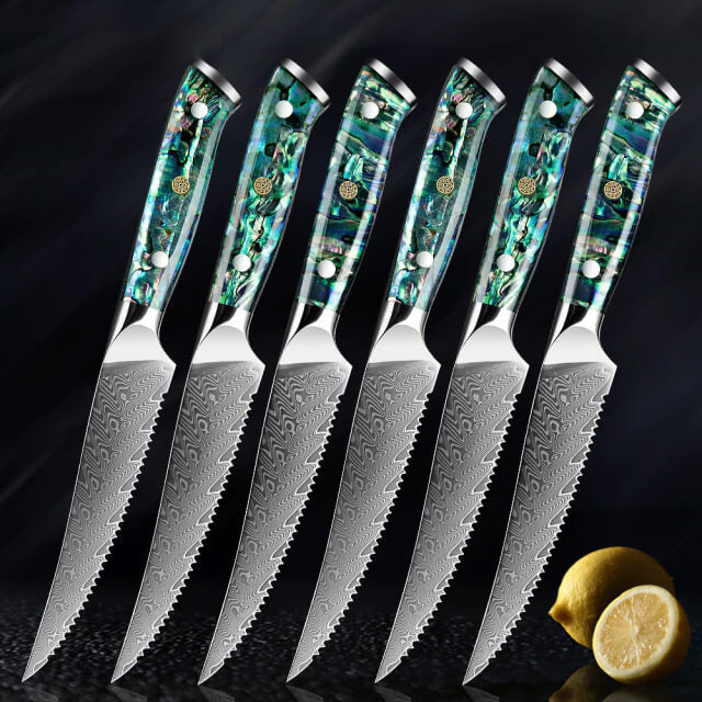 Kira 4-Piece Damascus Steel Steak Knife Set