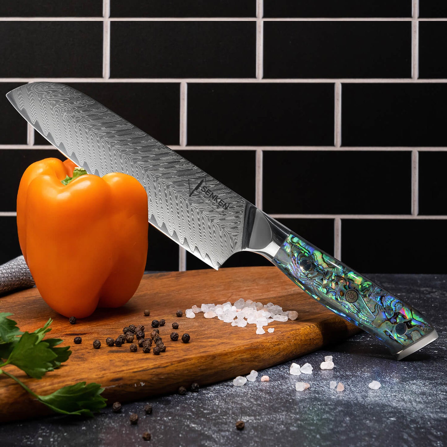 Kira 7" Damascus Steel Santoku Knife