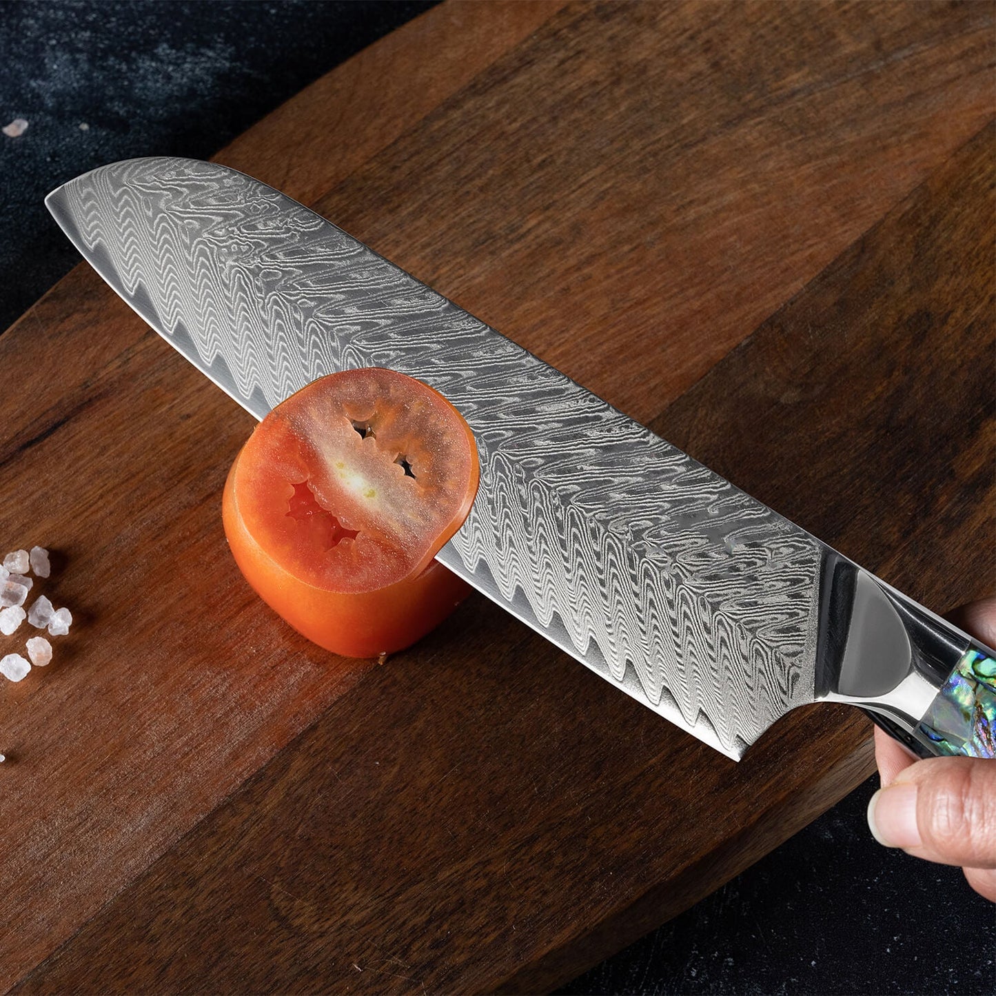 Kira 7" Damascus Steel Santoku Knife