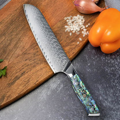 Kira 7" Damascus Steel Santoku Knife