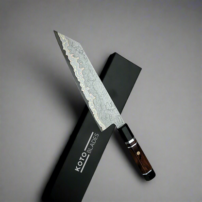 Kazeshin 7" Copper San Mai Premium Damascus Bunka Knife