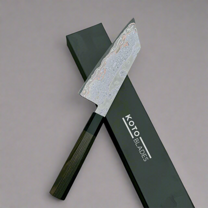 Kurogane Copper San Mai Premium Damascus Bunka Chef Knife