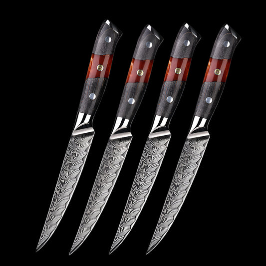 Kazan 4-Piece Damacus Steel Steak Knife Set