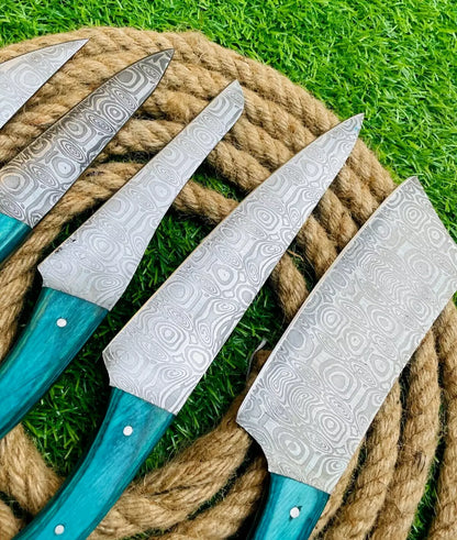 Turquoise Wood 5-Piece Etching Knife Set