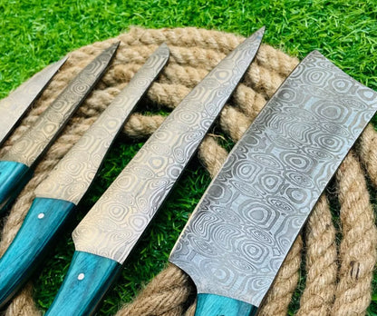 Turquoise Wood 5-Piece Etching Knife Set