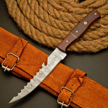Kaizen 3-Piece Damascus Fillet Knife Set with Leather Roll Bag