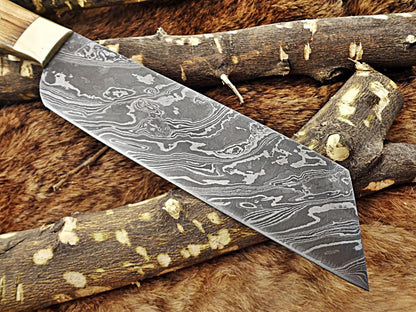 Kow Wood 13" Damascus Nakiri Knife