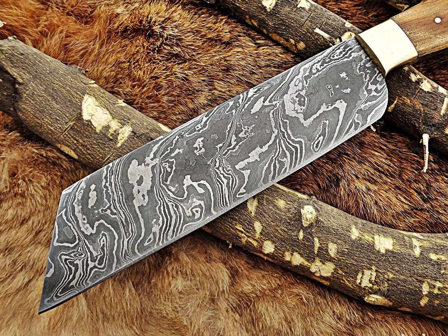 Kow Wood 13" Damascus Nakiri Knife