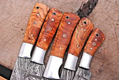 Kurogane 5-Piece Damascus Steel Knife Set and Leather Roll Bag